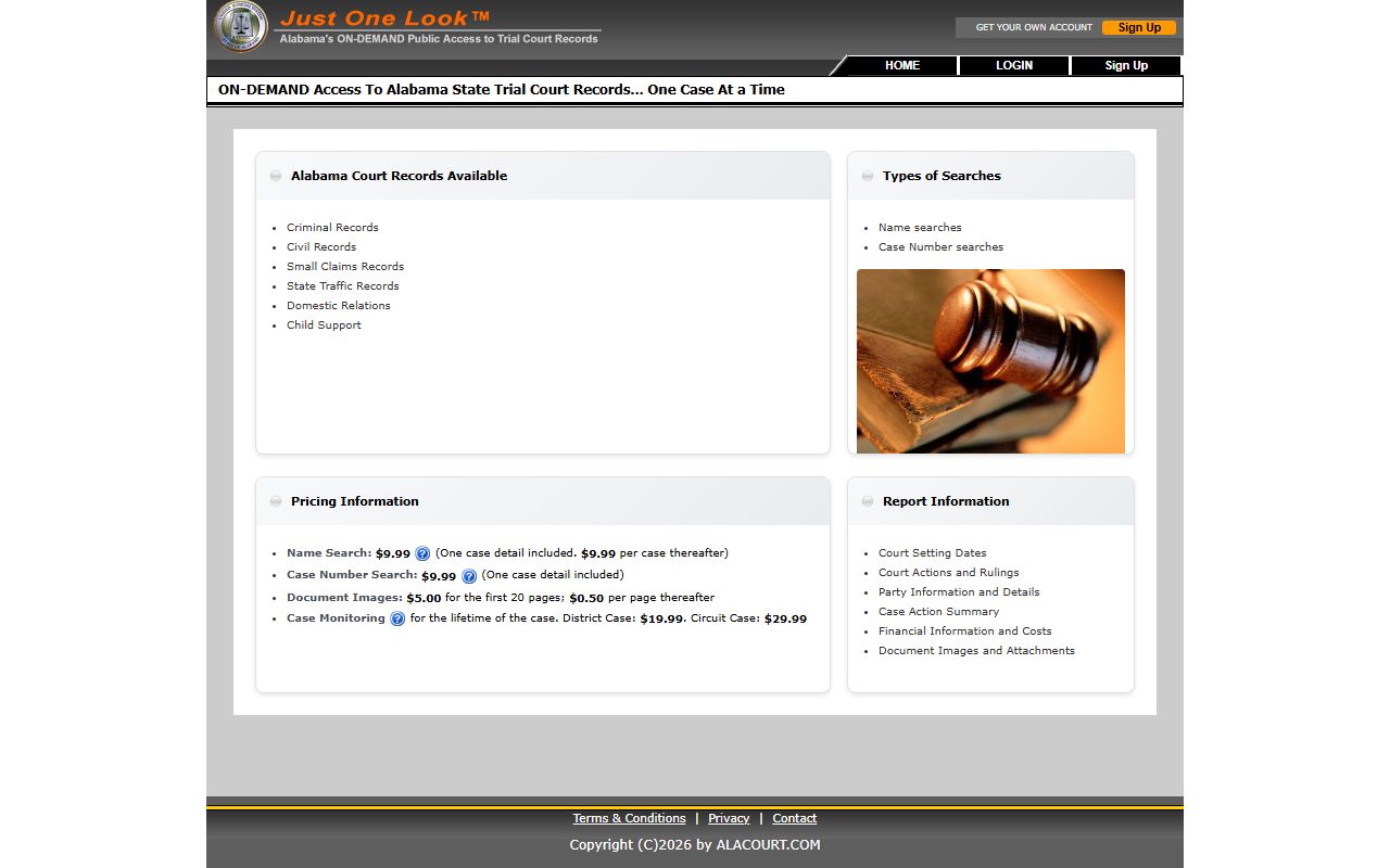 Alabama trial court public access portal for Escambia County arrest records